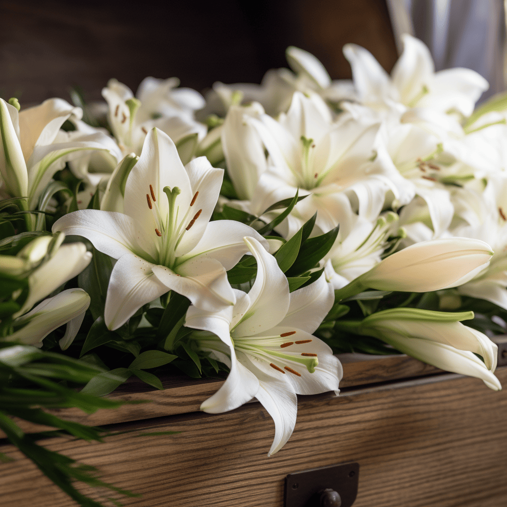 white lily flowers for a funeral